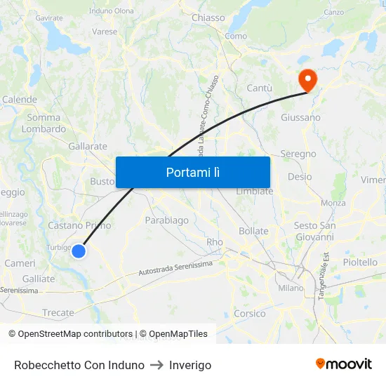 Robecchetto Con Induno to Inverigo map