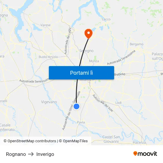 Rognano to Inverigo map