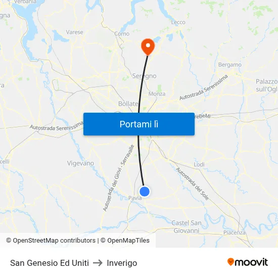 San Genesio Ed Uniti to Inverigo map