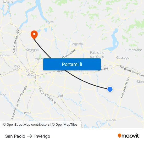 San Paolo to Inverigo map