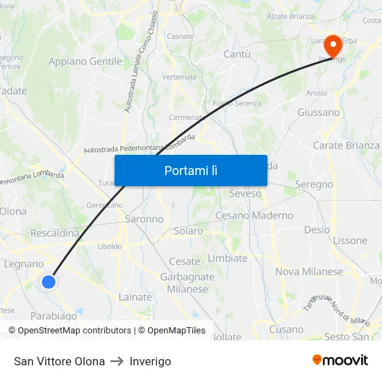 San Vittore Olona to Inverigo map