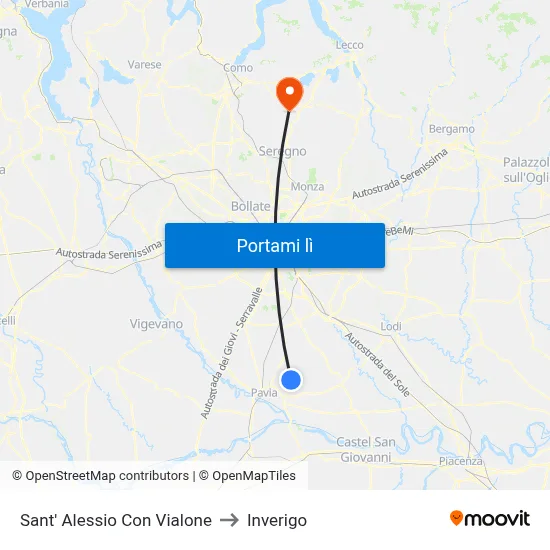 Sant' Alessio Con Vialone to Inverigo map