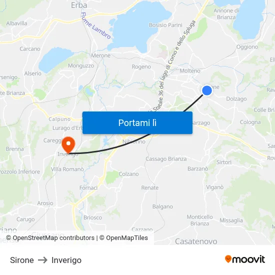 Sirone to Inverigo map