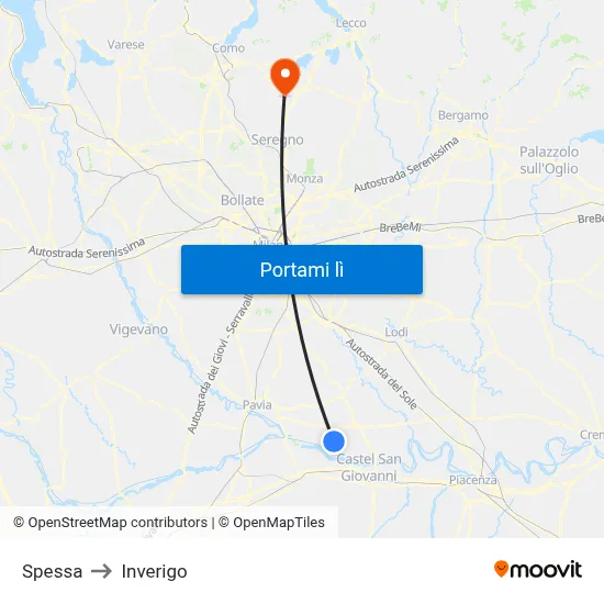 Spessa to Inverigo map