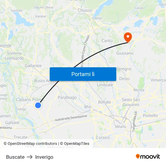 Buscate to Inverigo map
