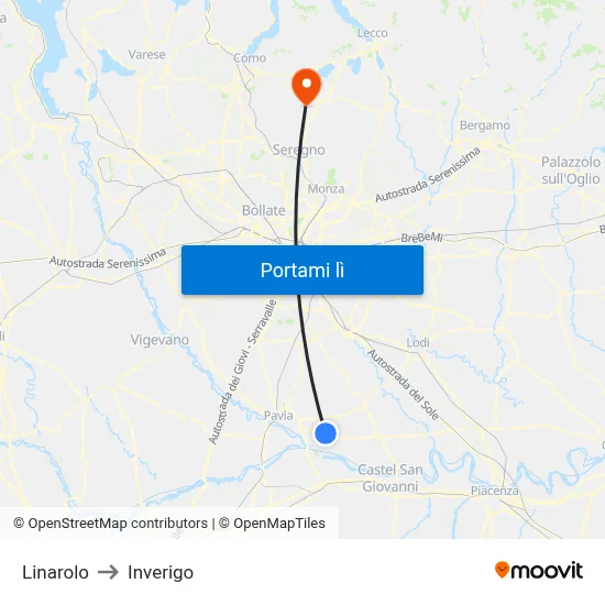 Linarolo to Inverigo map