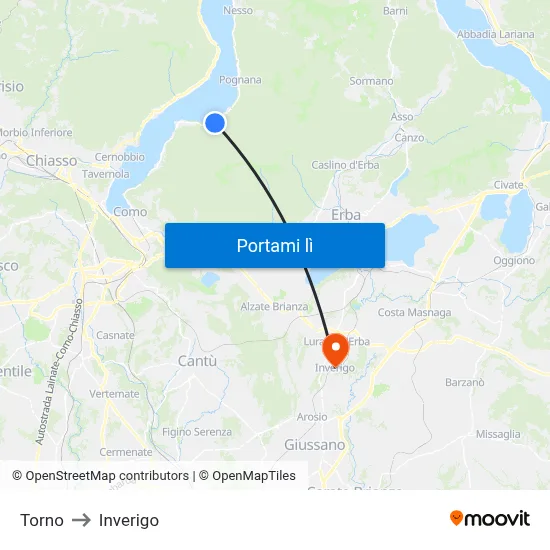 Torno to Inverigo map