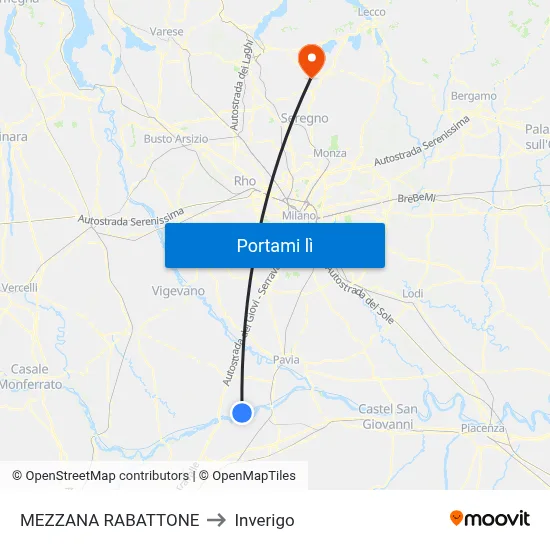 MEZZANA RABATTONE to Inverigo map
