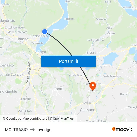 MOLTRASIO to Inverigo map