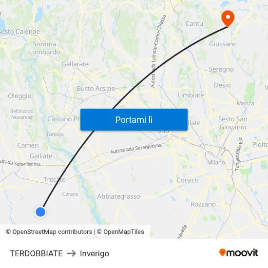 TERDOBBIATE to Inverigo map