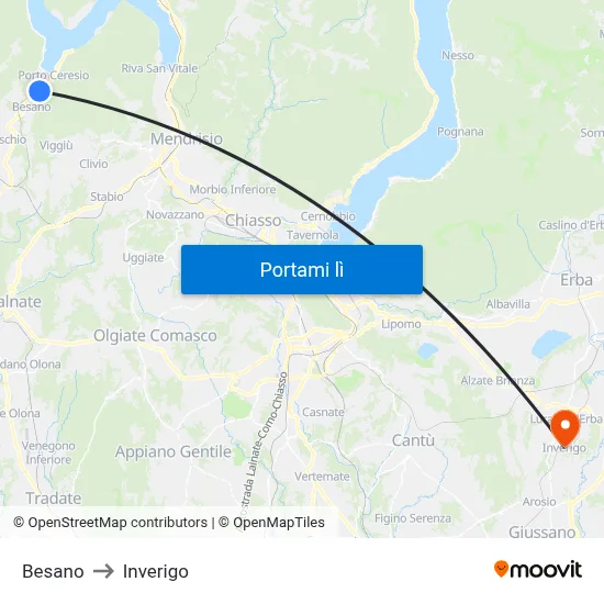 Besano to Inverigo map