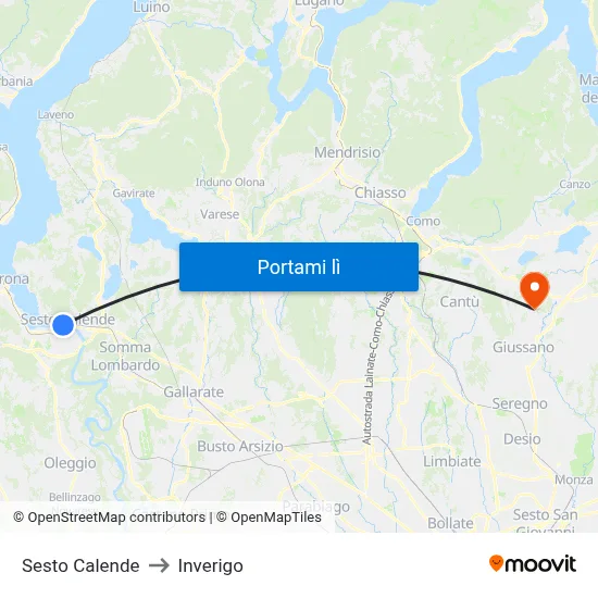 Sesto Calende to Inverigo map