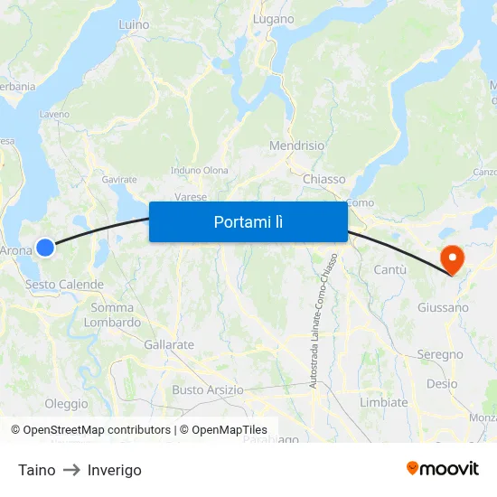 Taino to Inverigo map