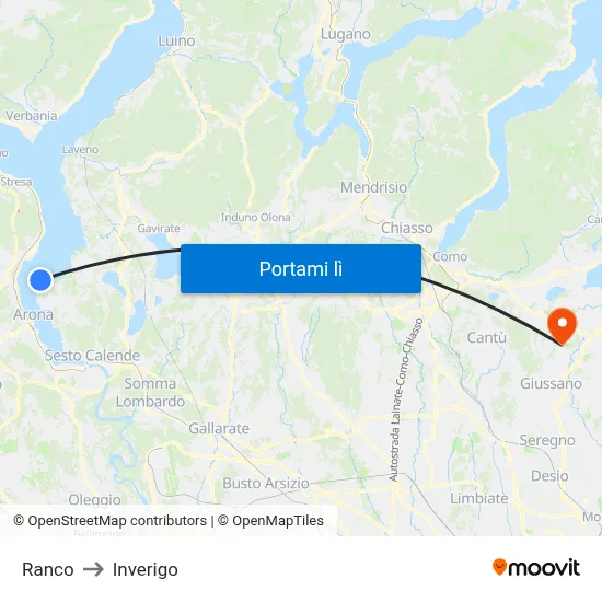 Ranco to Inverigo map