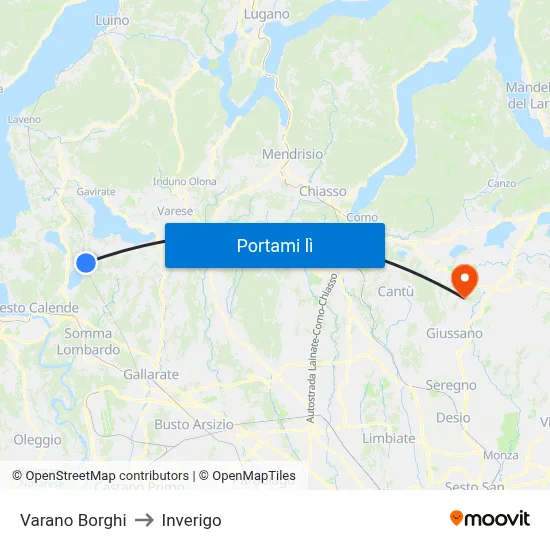 Varano Borghi to Inverigo map