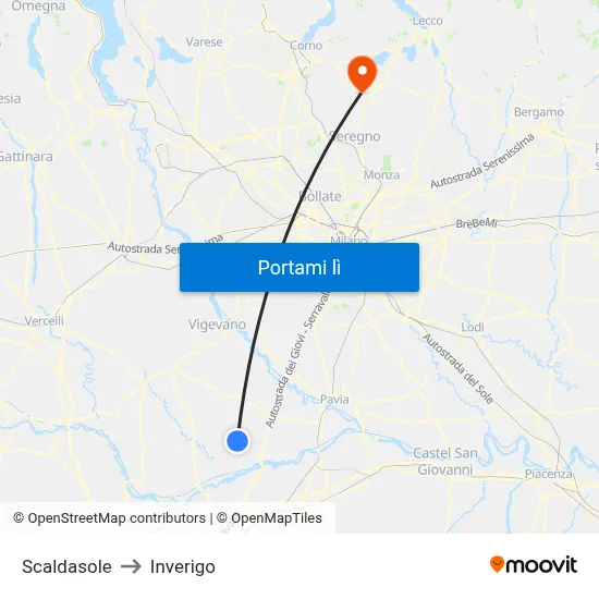 Scaldasole to Inverigo map