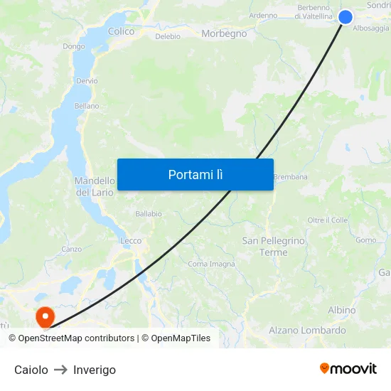 Caiolo to Inverigo map