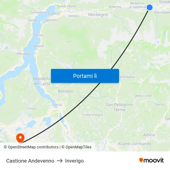 Castione Andevenno to Inverigo map