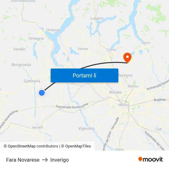 Fara Novarese to Inverigo map