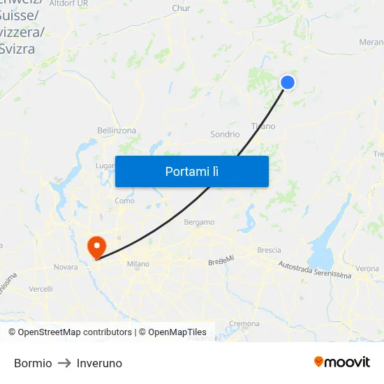 Bormio to Inveruno map
