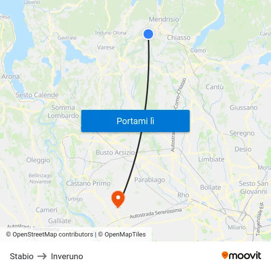 Stabio to Inveruno map