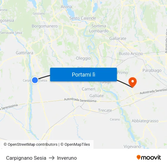 Carpignano Sesia to Inveruno map