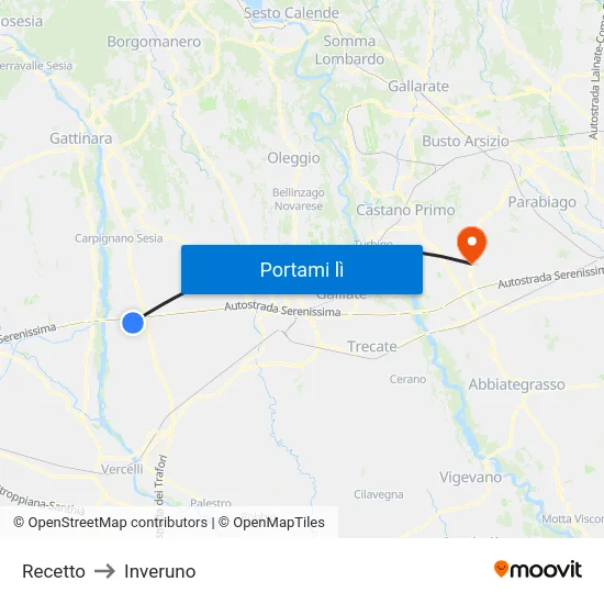 Recetto to Inveruno map