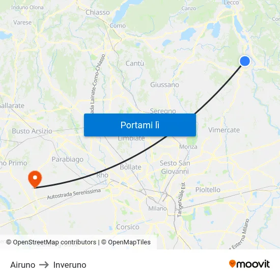 Airuno to Inveruno map