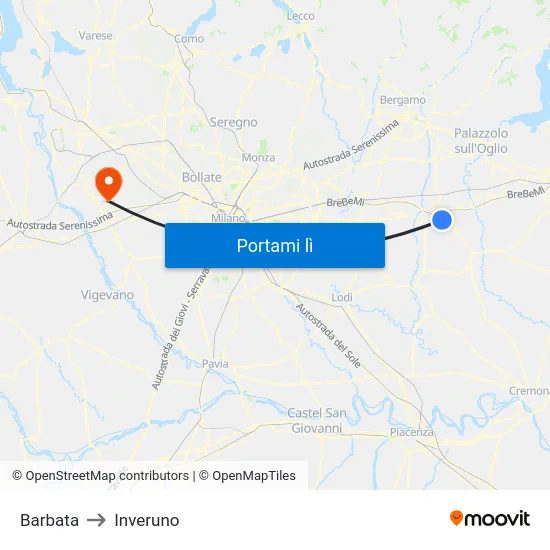 Barbata to Inveruno map