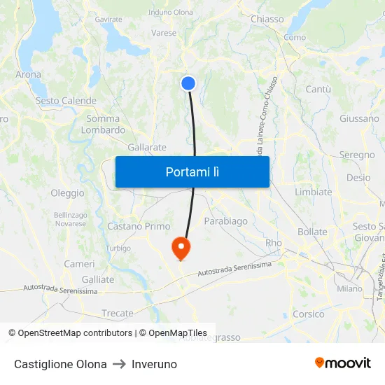 Castiglione Olona to Inveruno map