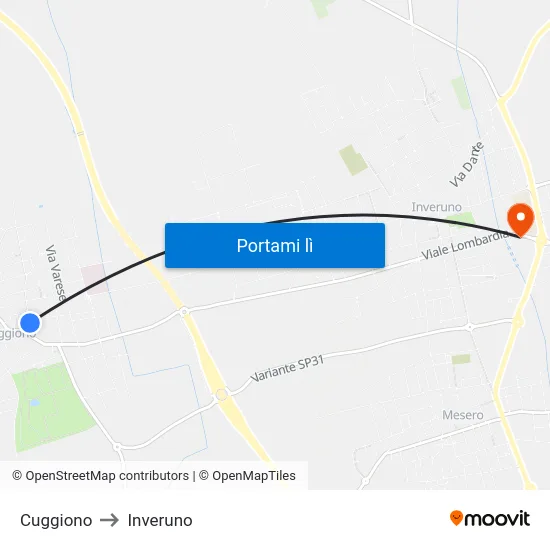 Cuggiono to Inveruno map