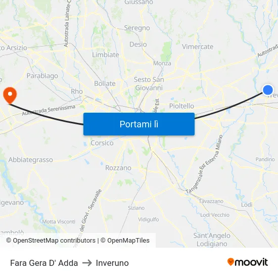 Fara Gera D' Adda to Inveruno map