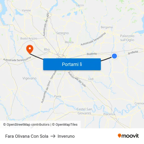Fara Olivana Con Sola to Inveruno map