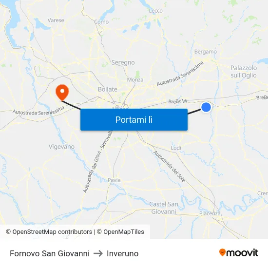 Fornovo San Giovanni to Inveruno map