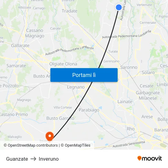 Guanzate to Inveruno map
