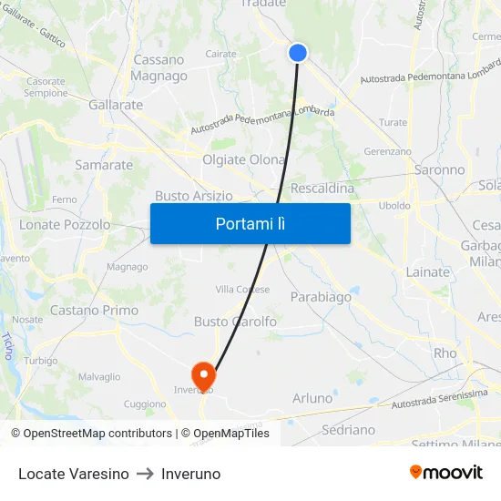 Locate Varesino to Inveruno map