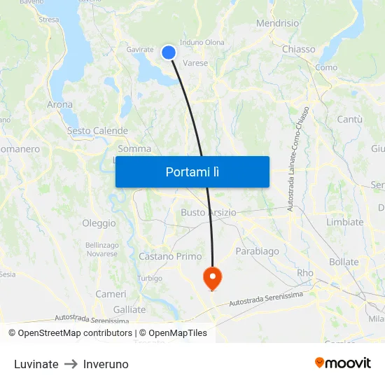 Luvinate to Inveruno map