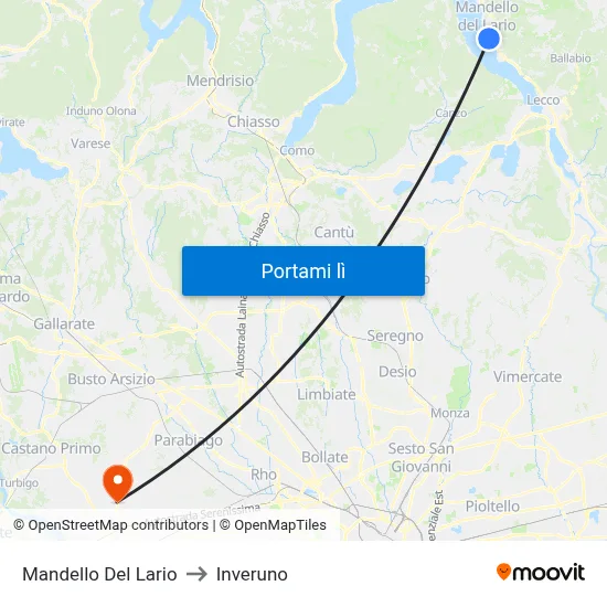 Mandello Del Lario to Inveruno map