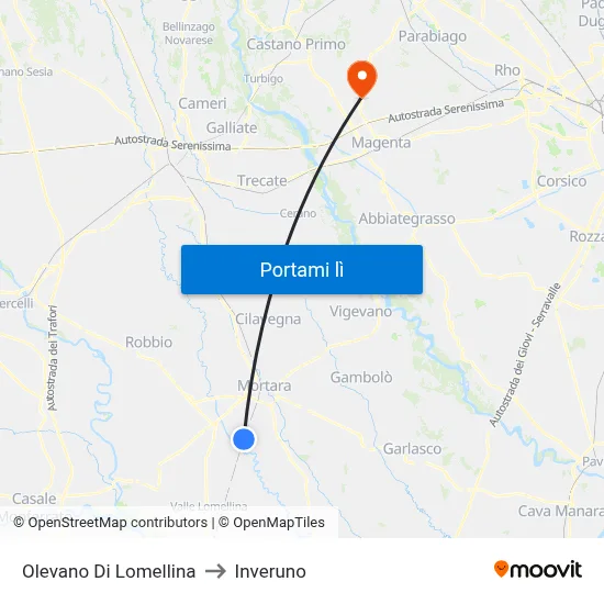 Olevano Di Lomellina to Inveruno map