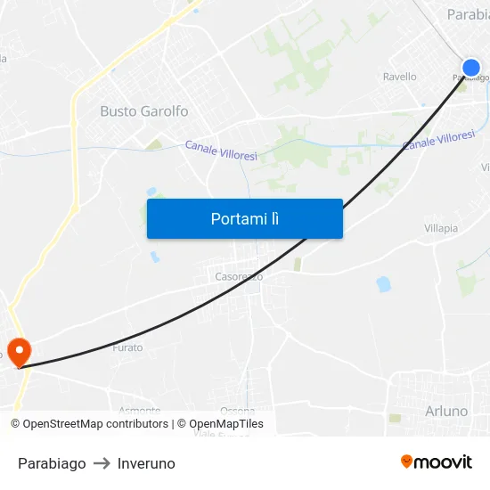 Parabiago to Inveruno map