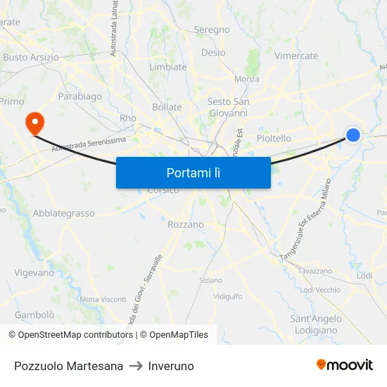 Pozzuolo Martesana to Inveruno map