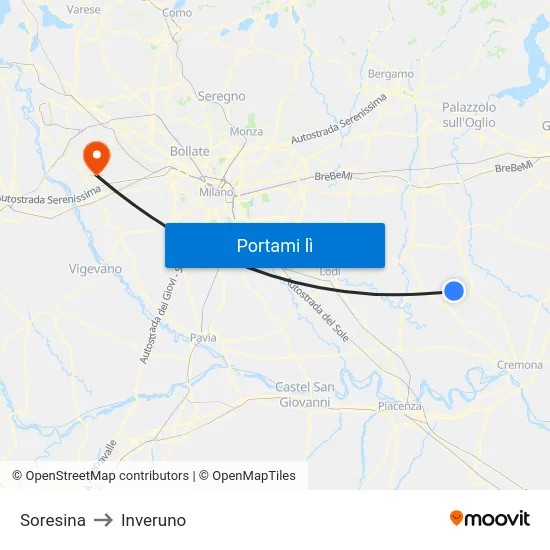 Soresina to Inveruno map