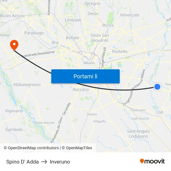 Spino D' Adda to Inveruno map