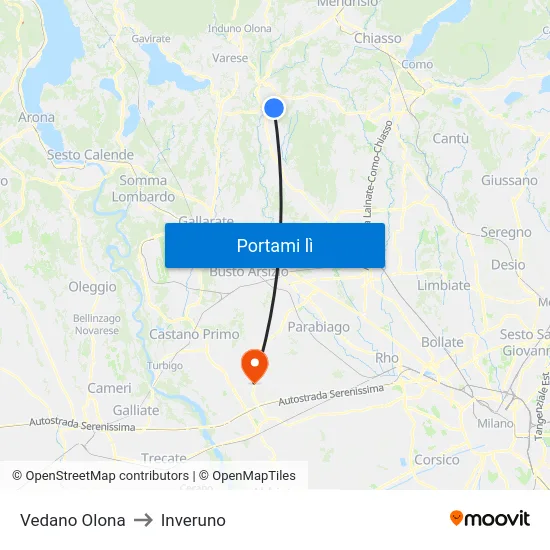 Vedano Olona to Inveruno map