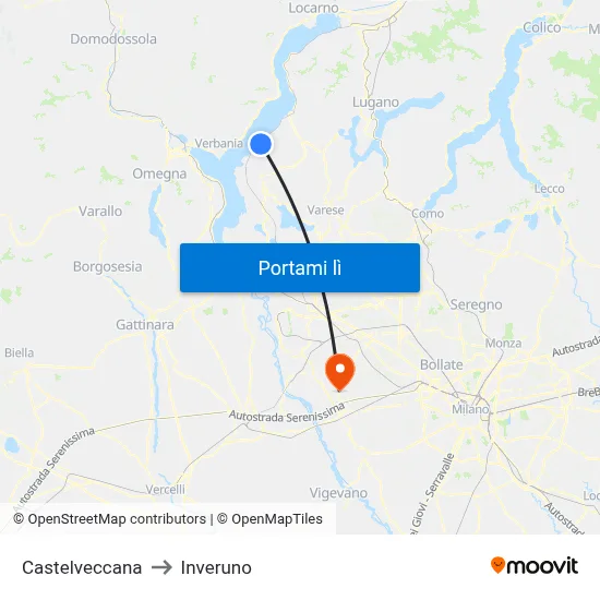 Castelveccana to Inveruno map