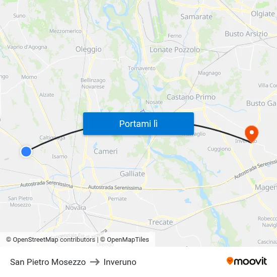 San Pietro Mosezzo to Inveruno map