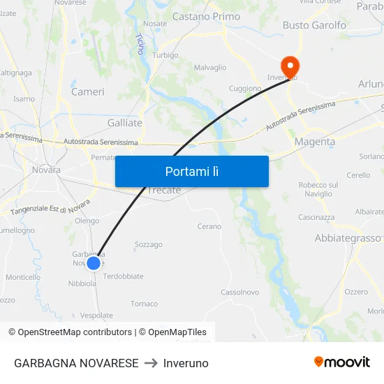 GARBAGNA NOVARESE to Inveruno map