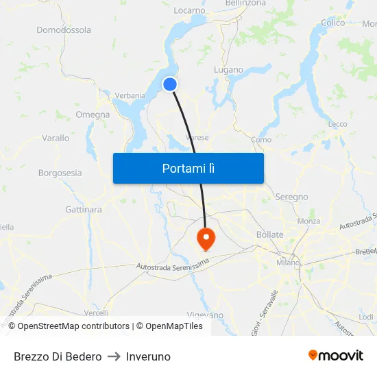 Brezzo Di Bedero to Inveruno map