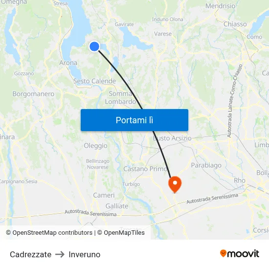 Cadrezzate to Inveruno map