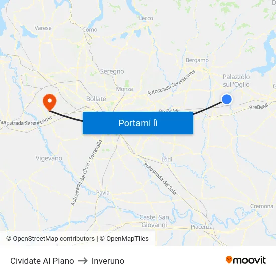 Cividate Al Piano to Inveruno map